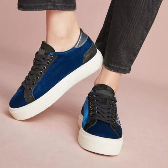 D.A.T.E. Velvet Butterfly Sneakers in Velvet Blue - Size 39 EU / 8.5 US - NWT - Picture 4 of 9